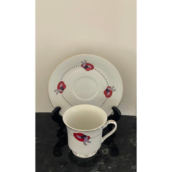 Darice Red Hat Tea Cup & Saucer Set - Picture 1 of 9